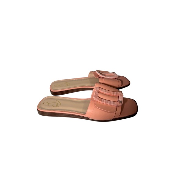 Sam Edelman Women's Peach Slip On Flat Sandals Square Toe Buckle Inez Slide 8.5 - Picture 2 of 7